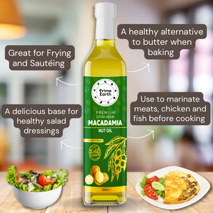 Cold Pressed Extra Virgin Macadamia Nut Oil 500ml (x2 pack) - Prime Earth Foods 
