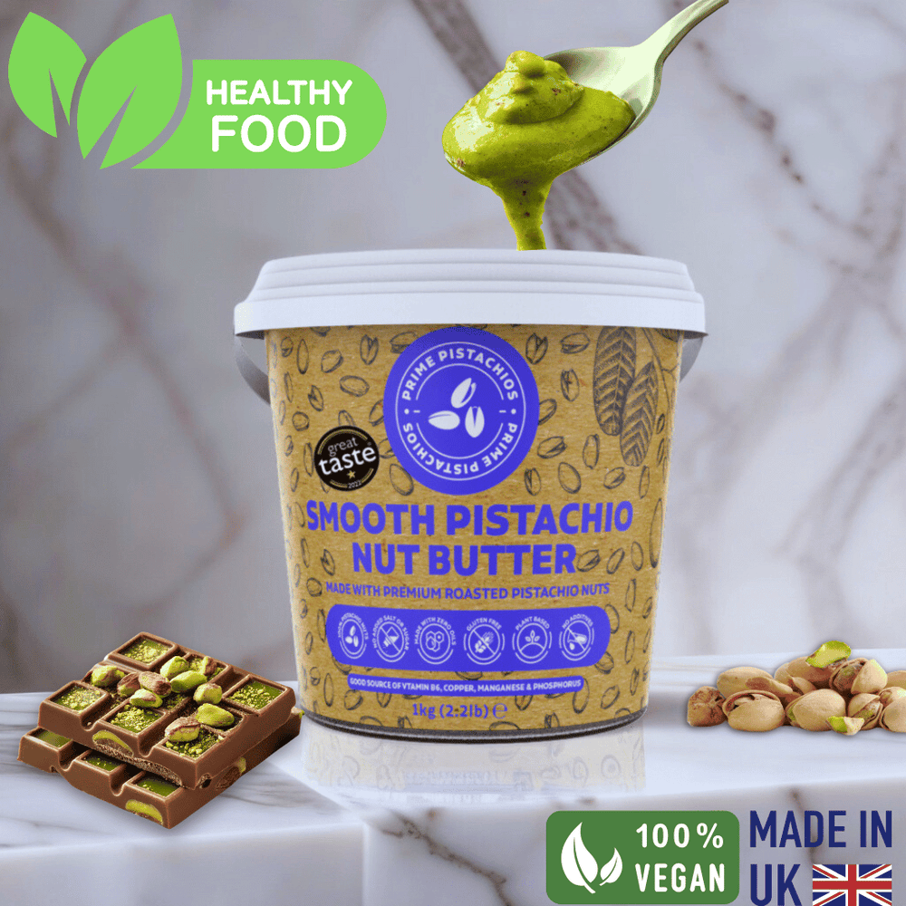 Smooth Pistachio Nut Butter 1kg Tub - Prime Earth Foods 