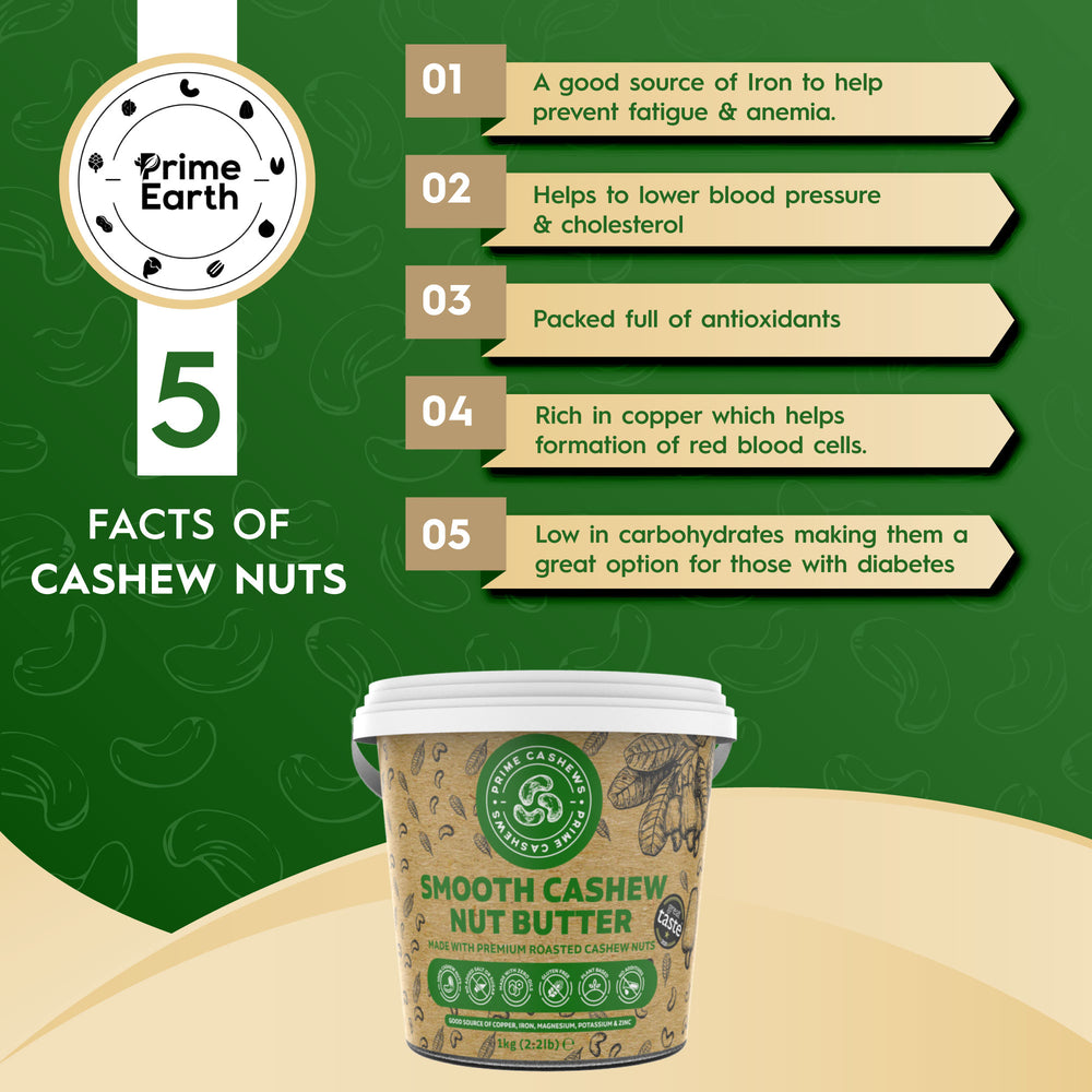 Smooth Cashew Nut Butter 1kg - Prime Earth Foods 