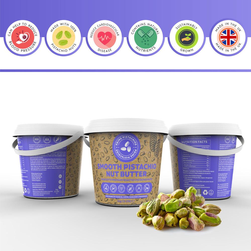 Smooth Pistachio Nut Butter 1kg Tub - Prime Earth Foods 