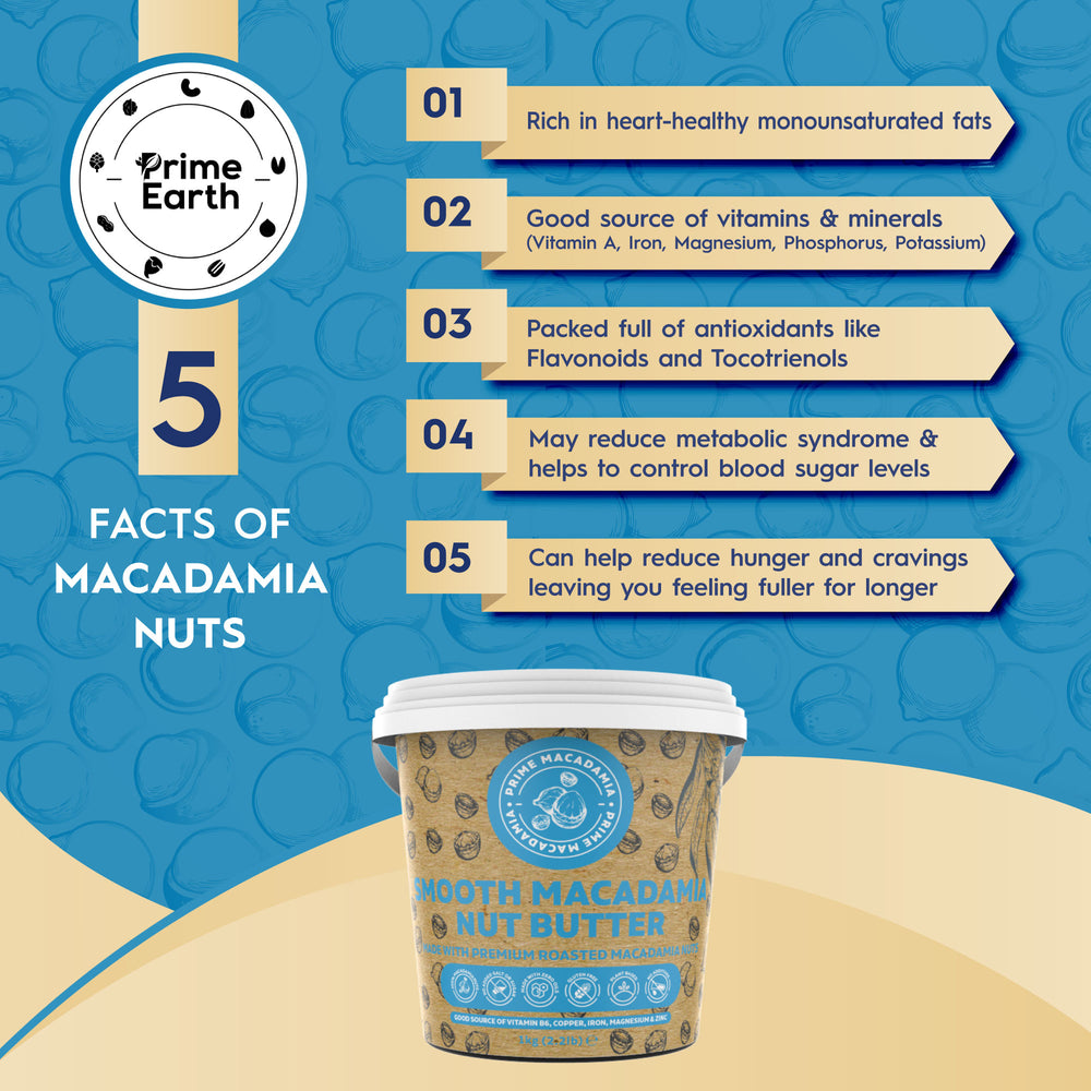 Smooth Macadamia Nut Butter 1kg - Prime Earth Foods 