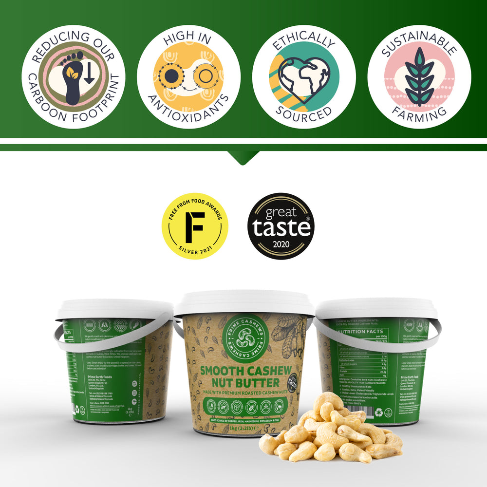 Smooth Cashew Nut Butter 1kg - Prime Earth Foods 